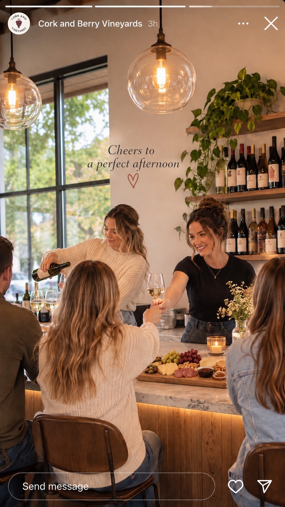 Cork and Berry Vineyards Instagram story